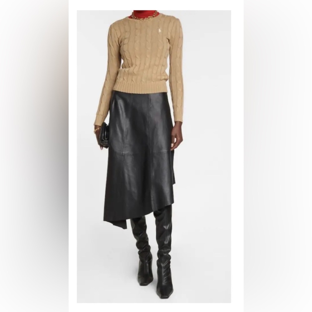 Polo Ralph Lauren Asymmetrical Leather Skirt Size 4